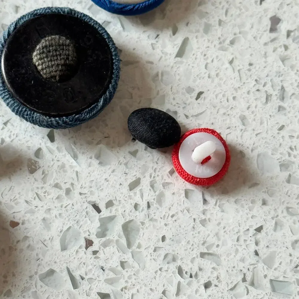 30+ Vintage Fabric Round Shank & Flat Sewing Button Crafting Notion